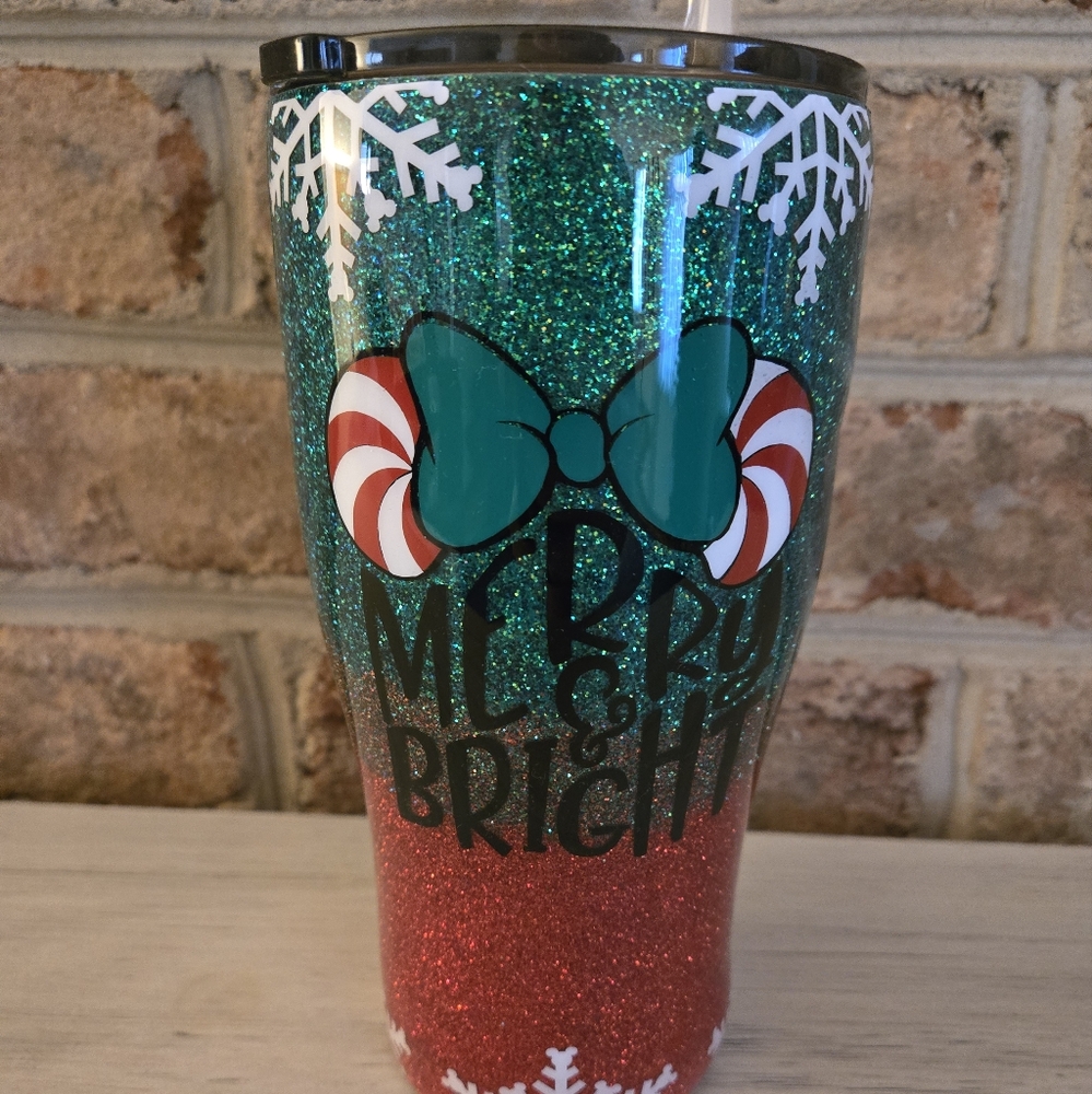 Oh So Fabulous MERRY AND BRIGHT Christmas Disney inspired tumbler